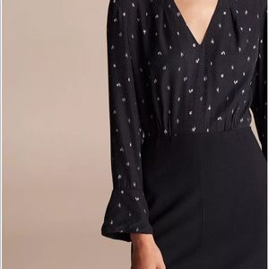 Rebecca Taylor wool-blend skirt topped with silk jacquard blouse